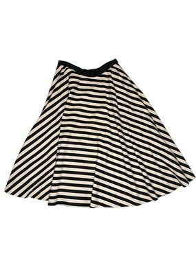 Ralph Lauren Blue Label A-Line Full Striped Silk Cotton Blend Skirt Size 8